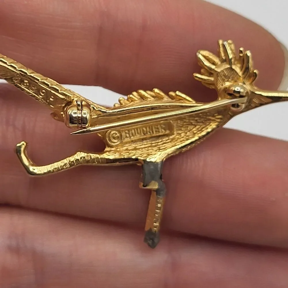 Boucher Road Runner Brooch Pin 2in wide